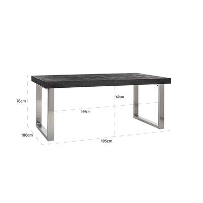 Udvidelig spisebord Blackbone Silver 195 (265)