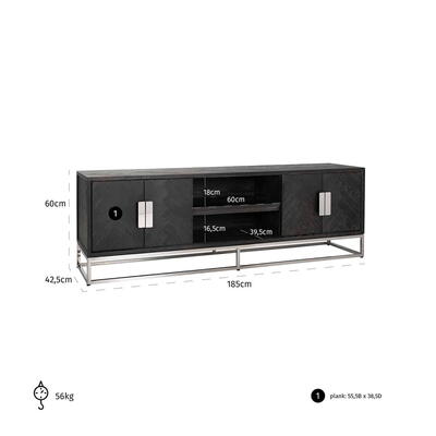 TV møbel Blackbone Sølv 4-Døre 185