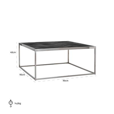 Sofabord Blackbone sølv 90x90 cm.