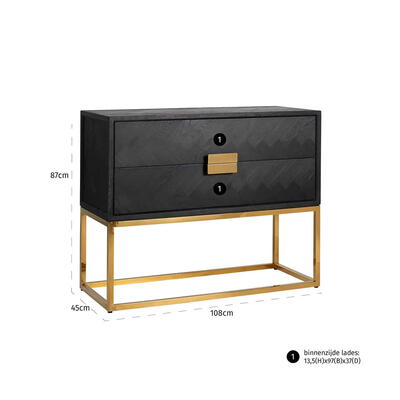Kommode Blackbone Gold 2-skuffer