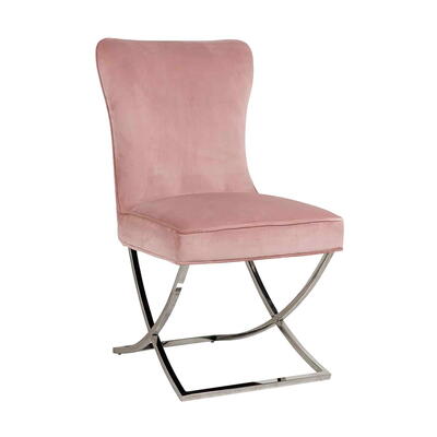 Stol Scarlett pink fløjl, sølv