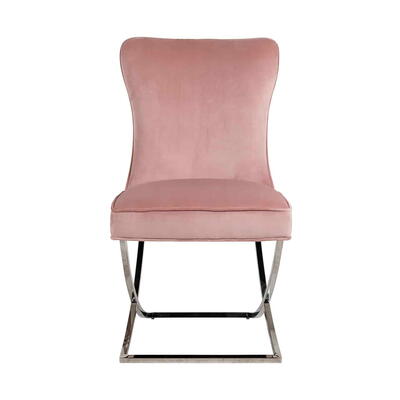 Stol Scarlett pink fløjl, sølv