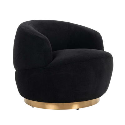 Swivel lænestol Teddy Black Teddy / Børstet Guld