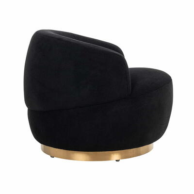 Swivel lænestol Teddy Black Teddy / Børstet Guld