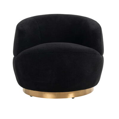 Swivel lænestol Teddy Black Teddy / Børstet Guld