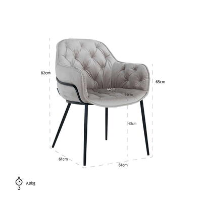 Stol Nomi khaki fløjl