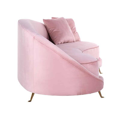 Sofa Bourbon med 2 puder lyserødt fløjl / guld