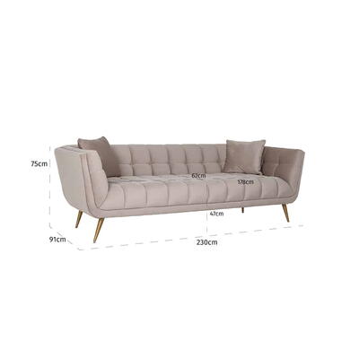 Sofa Huxley Khaki Velvet / Børstet Guld