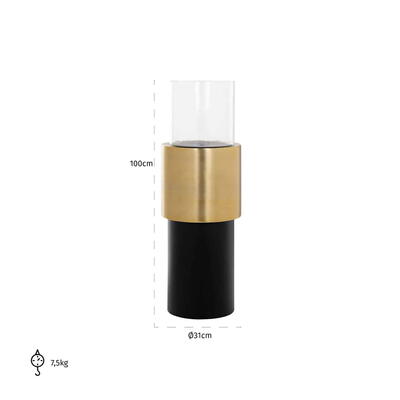 Osmin lysestage sort guld, lille