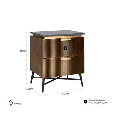 Senge kommode Ironville 2-skuffer