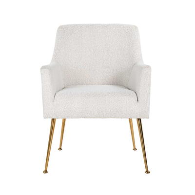 Stol Harper hvid bouclé, børstet guld