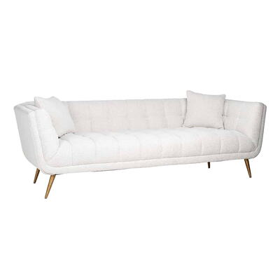 Sofa Huxley White Bouclé / Børstet Guld