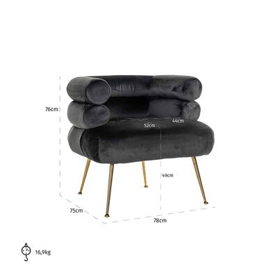 Lænestol Amelia Antraciet / Gold