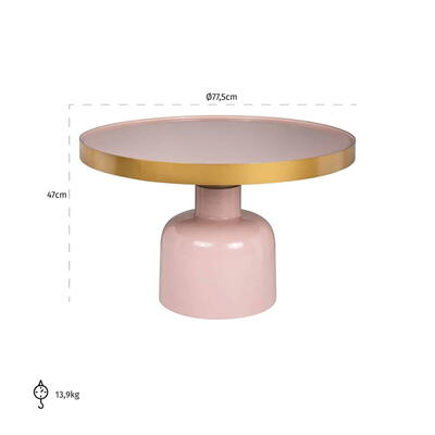 Rundt Sofabord Candy Pink Ø77 cm.