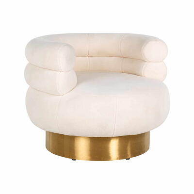 Swivel lænestol Fayah White Teddy / Børstet Guld