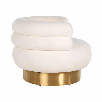 Swivel lænestol Fayah White Teddy / Børstet Guld
