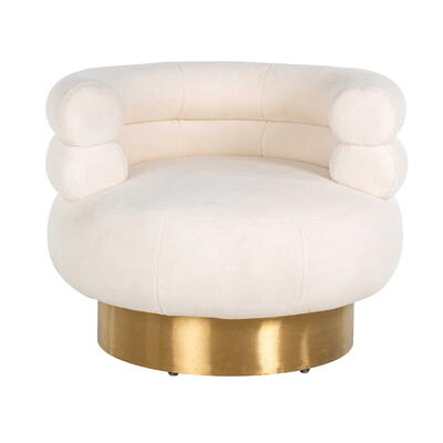 Swivel lænestol Fayah White Teddy / Børstet Guld