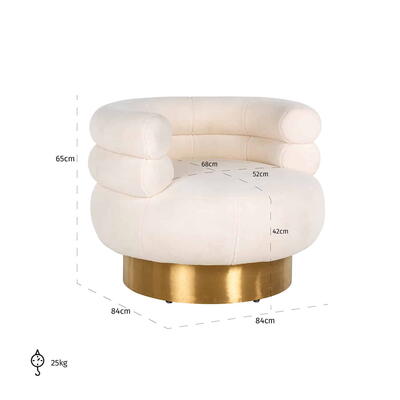 Swivel lænestol Fayah White Teddy / Børstet Guld