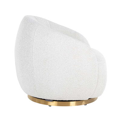 Swivel lænestol Jago White Bouclé / Børstet Guld