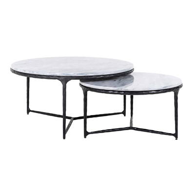 Sofabord stål smed sort, sæt af 2 stk.