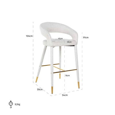 Barstol GIA White Boucé Brandhæmmende