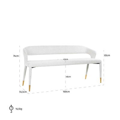 Spisebordsbænk Colleene White Boucé Brandhæmmende