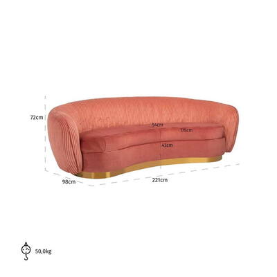 Sofa Waylon Pink Velvet + Ribben