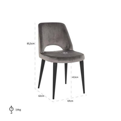 Stol Tabitha fjer sten fløjl, brandhæmmende