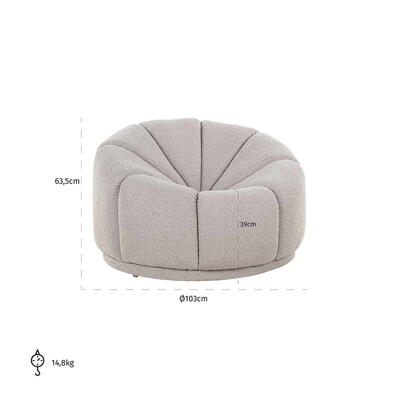 Lænestol Valentina Taupe Bouclé