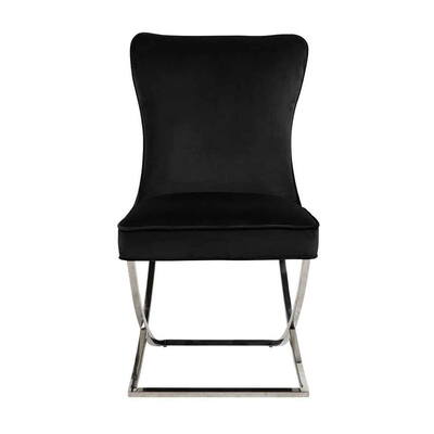 Stol Chelsea sort fløjl, sølv