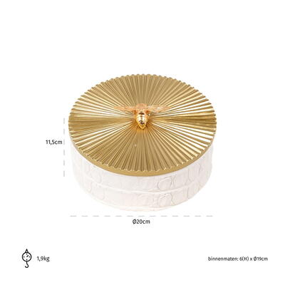 Opbevaringsboks Beez hvid, stor