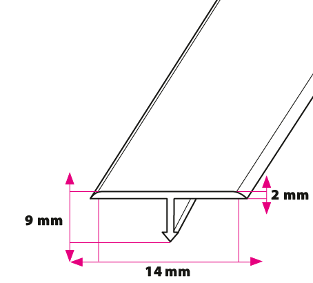 14 x 9 mm T-profil - u/huller 
