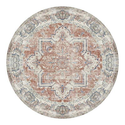 Havana Tæppe, orange/blå - Ø200 cm.