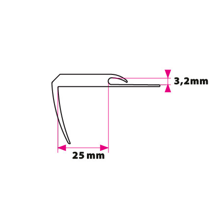 Trappeforkant i plast - belægningshøjde 3,2 mm.