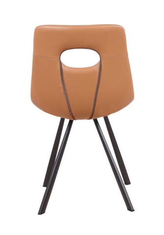 Nor - Stol cognac læder - sort metal-stel uden armlæn 