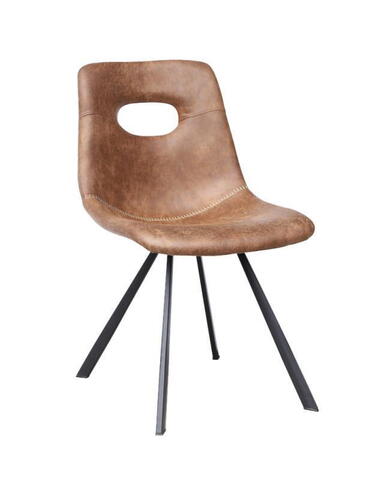 Nor - Stol cognac microfiber - sort metal-stel uden armlæn 