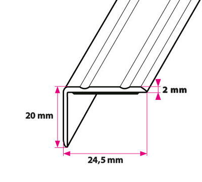 24,5x20 mm. vinkelprofil - u/huller