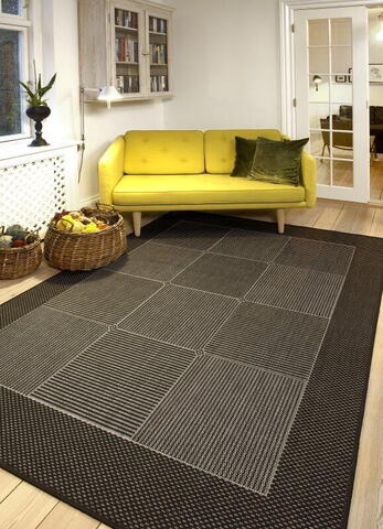 Kreatex - Fladvævet Spanish Collection, Valencia Black/Grey - REST 133X190 CM
