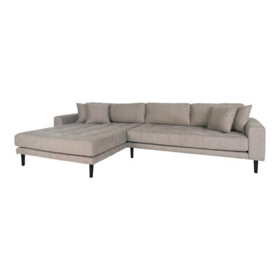 Lido Lounge Sofa - Sofa venstrevendt i stone med fire puder 