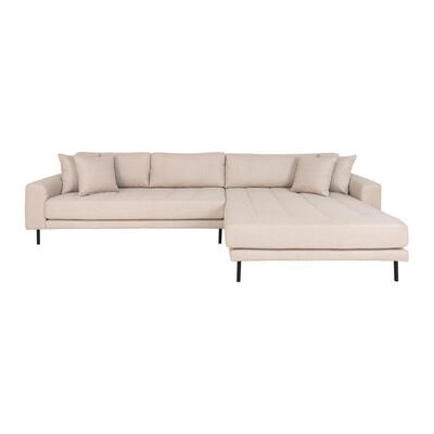 Lido Lounge Sofa - Sofa højrevendt i beige med fire puder 