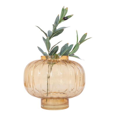 Vase, ravbrunt mundblæst glas