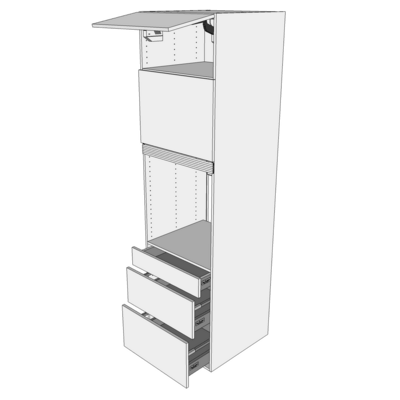 Multi-Living XL-højskab - Indbygningsskab til ovn med toplåge og skuffer - deludtræk