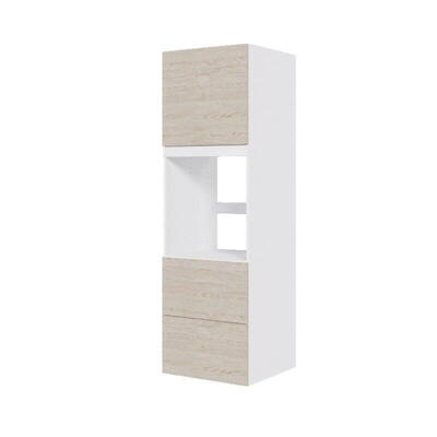 Multi-Living højskab - Indbygningsskab 2 skuffe-look til ovn med hylder, alu-rist og låger