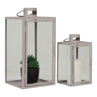 Corfu Lanterne, Lanterne i beige-grå metal