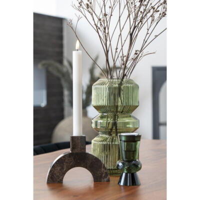 Lysestage i brun marmor med enkelt holder