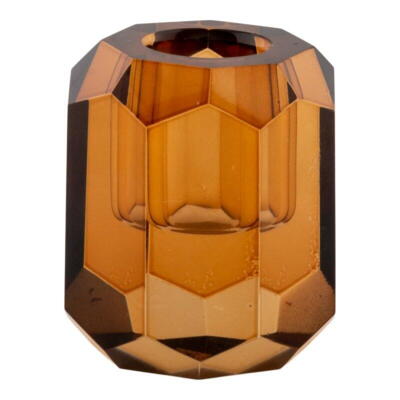 Lysestage i ravfarvet glas