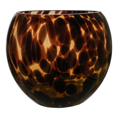 Mundblæst lysestage i brun glas