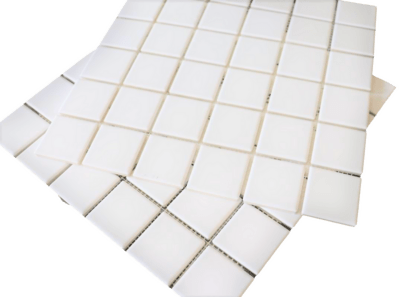 FD Basic hvid mat mosaik gulv/væg flise 47x47 mm.