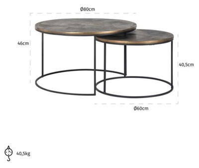 Sofabord Tulum, sæt af 2 stk.