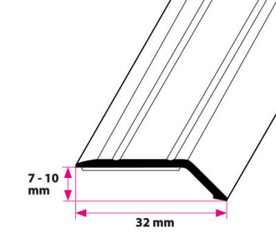 7-10 mm. overgangsprofil med næb - u/huller